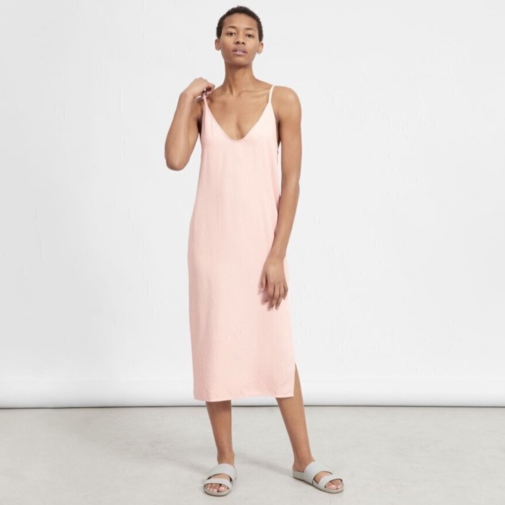 EVERLANE japanese go weave midi slip dress blush pink size 14